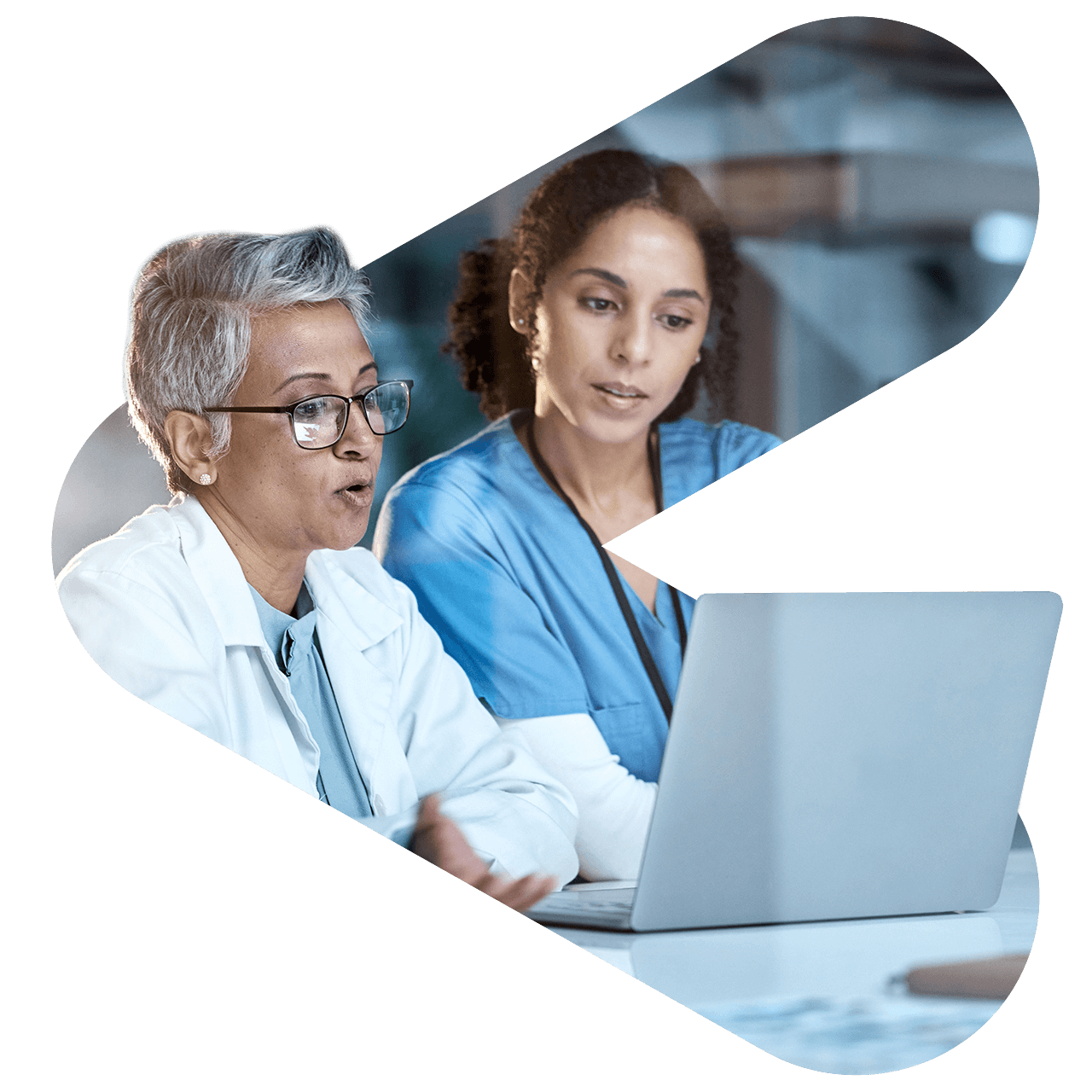 Doctors looking at a computer