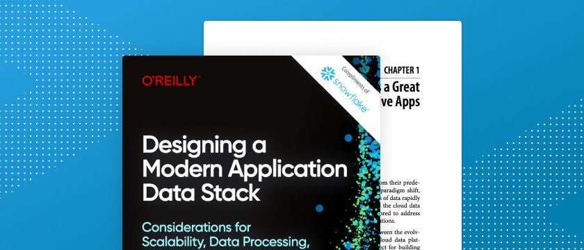 Cover of an O'Reilly report titled "Designing a Modern Application Data Stack"