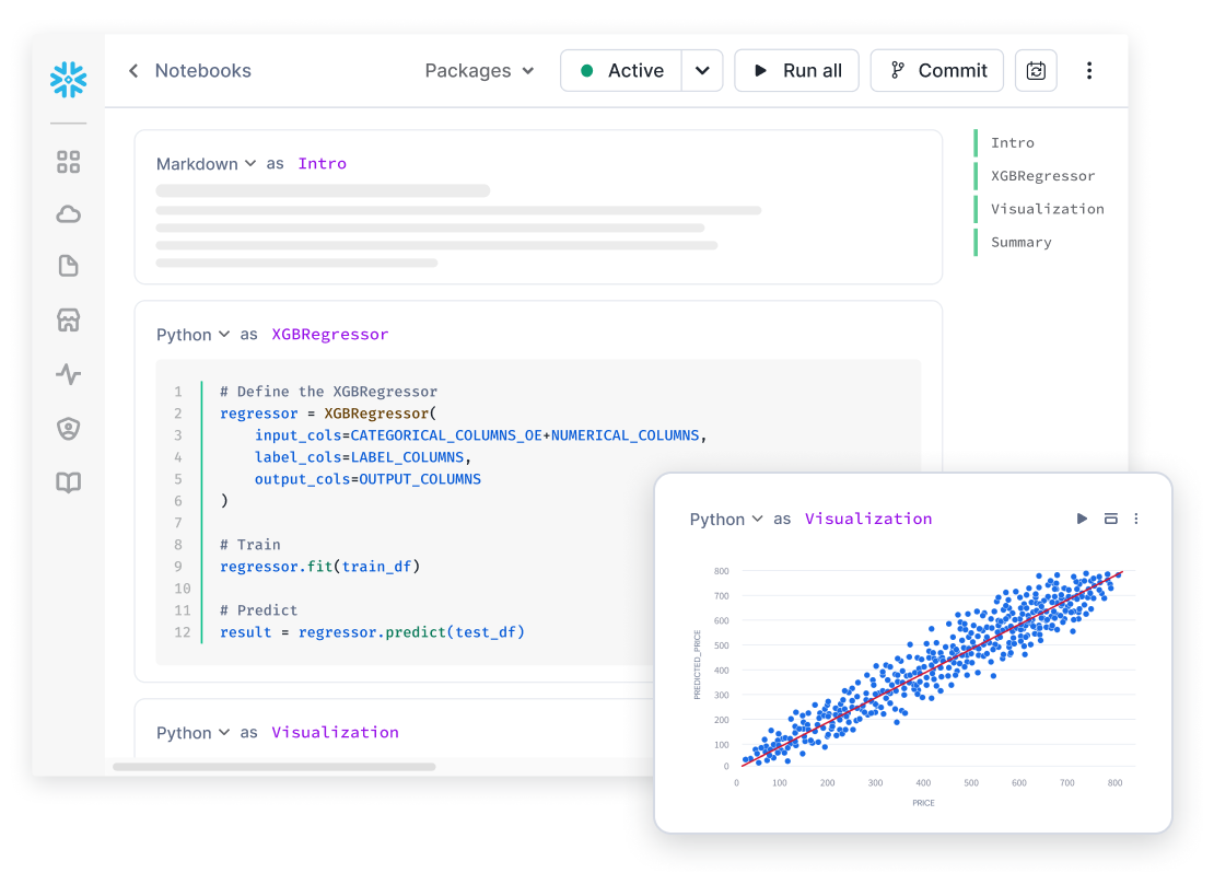 Snowflake ML Notebook screenshot
