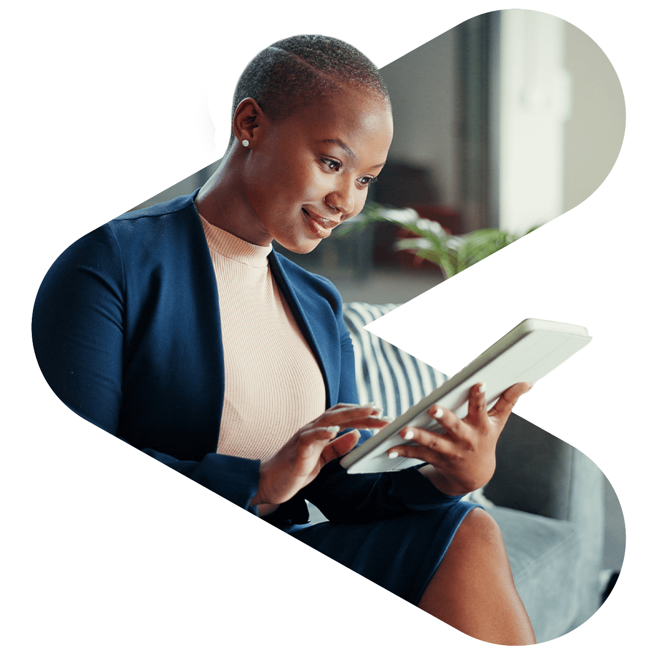 Woman working on a tablet