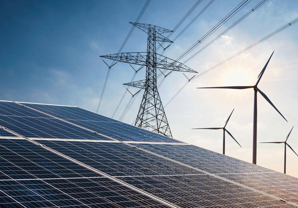 power lines and solar panels